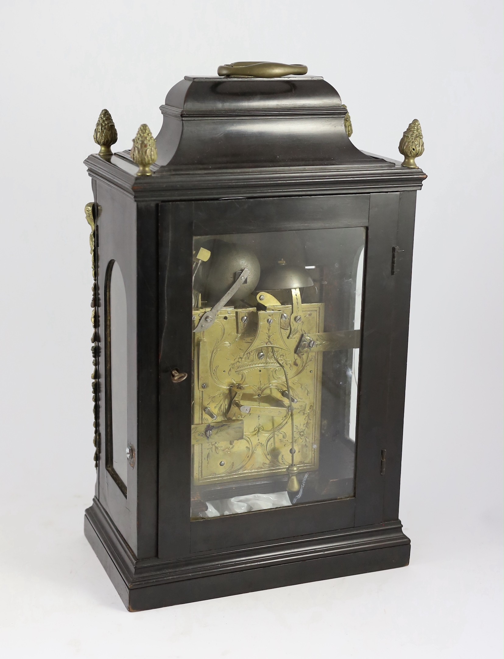 William Jones of London. A George III ebonised chiming and repeating bracket clock, 29cm wide 17cm deep 52cm high